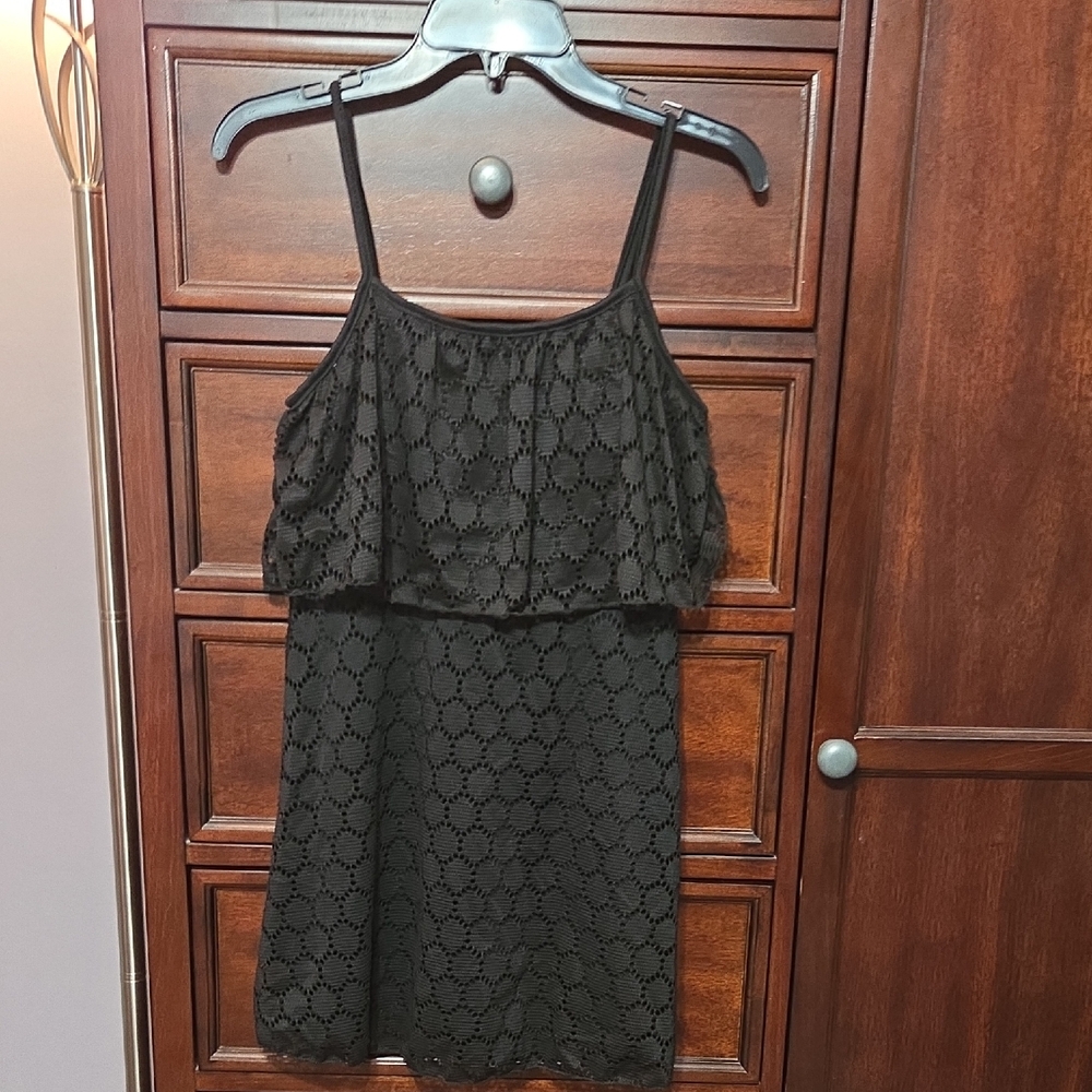 Black Lace Overlay Dress With Spagetti Straps Juniors M